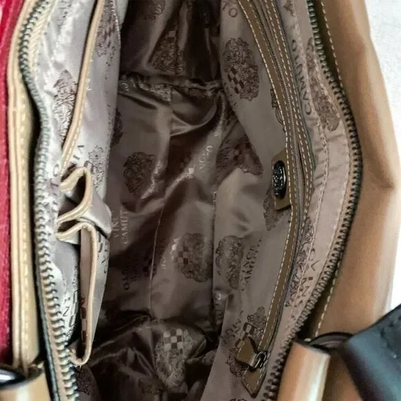 Vince Camuto 'Max' Tri-Color Leather Satchel Croc-Embossed Flap Adjustable Strap